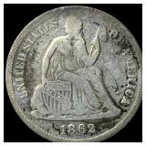 1862-S Silver Seated Liberty Dime LIGHTLY  CIRCUL