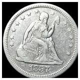 1857-O Silver Seated Liberty Quarter ABOUT UNCIRCU
