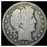 1901-S Silver Barber Half Dollar NICELY CIRCULATED