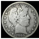 1909-S Silver Barber Half Dollar NICELY CIRCULATED