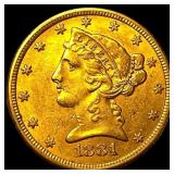 1881 Liberty Head Half Eagle $5 Gold UNCIRCULATED