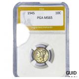 1945 Mercury Silver Dime PGA MS65