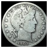1905-S Silver Barber Half Dollar NICELY CIRCULATED