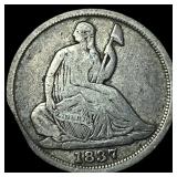 1837 Silver Half Dime No Stars LIGHTLY CIRCULATED