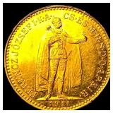 1911 Hungary Gold 10 Korona UNCIRCULATED