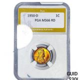 1950-D Wheat Cent PGA MS66 RD