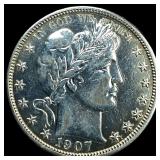1907-D Silver Barber Half Dollar CLOSELY UNCIRCULA