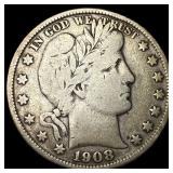 1908-D Silver Barber Half Dollar LIGHTLY CIRCULATE