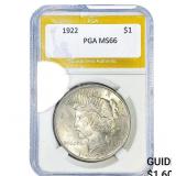 1922 Silver Peace Dollar PGA MS66