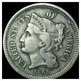 1865 Nickel Three-Cent Piece LIGHTLY CIRCULATED