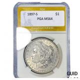 1897-S Morgan Silver Dollar PGA MS64
