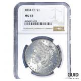 1884-CC Morgan Silver Dollar NGC MS62