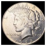 1928-S Silver Peace Dollar CHOICE AU