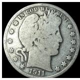 1911 Silver Half Dollar Barber NICELY CIRCULATED