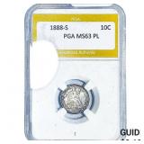 1888-S Seated Liberty Dime PGA MS63 PL