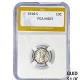 1918-S Mercury Silver Dime PGA MS63