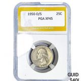 1950-D/S Washington Silver Quarter PGA XF45