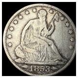 1853 Arrows Seated Liberty Half Dollar LIGHTLY CIR