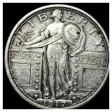 1917 Type 1 Standing Liberty Quarter NEARLY  UNCI