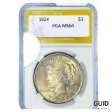 1924 Silver Peace Dollar PGA MS64