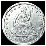 1854 Arrows Seated Liberty Quarter CLOSELY UNCIRCU
