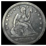 1855 Arrows Seated Liberty Quarter LIGHTLY CIRCULA