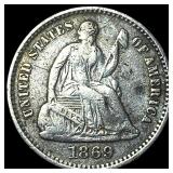 1869 Silver Half Dime NEARLY UNCIRCULATED