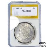 1881-S Morgan Silver Dollar PGA MS65