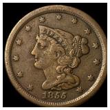 1855 Braided Hair Half Cent LIGHTLY CIRCULATED