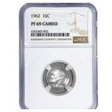 1962 Roosevelt Dime NGC PF69 Cameo