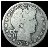 1912-S Silver Barber Half Dollar NICELY CIRCULATED