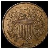1867 Two-Cent Piece CHOICE AU