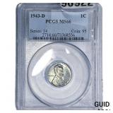 1943-D Wheat Cent PCGS MS66