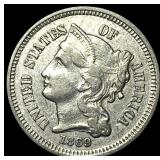 1869 Nickel Three-Cent Piece CLOSELY UNCIRCULATED