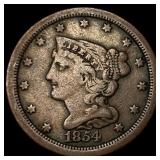 1854 Braided Hair Half Cent LIGHTLY CIRCULATED