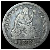 1853 Arrows Seated Liberty Quarter LIGHTLY CIRCULA