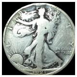 1921-D Silver Walking Liberty Half Dollar NICELY C