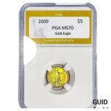 2009 1/10oz $5 Gold Eagle PGA MS70