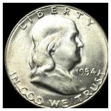 1954-S Silver Half Dollar Franklin CHOICE BU