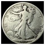 1917-D Silver Walking Liberty Half Dollar  LIGHTL