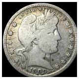 1909-S Silver Barber Quarter NICELY CIRCULATED