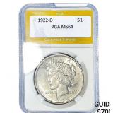 1922-D Silver Peace Dollar PGA MS64
