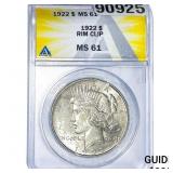 1922 Silver Peace Dollar ANACS MS61