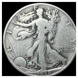 1938-D Silver Walking Liberty Half Dollar  LIGHTL