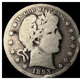 1893-S Silver Barber Half Dollar LIGHTLY CIRCULATE