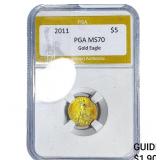 2011 1/10oz $5 Gold Eagle PGA MS70