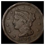 1849 Braided Hair Large Cent LIGHTLY CIRCULATED