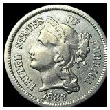 1888 Nickel Three-Cent Piece NEARLY UNCIRCULATED