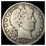 1906-D Silver Half Dollar Barber LIGHTLY CIRCULATE