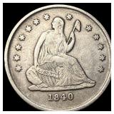1840-O Silver Seated Liberty Quarter NEARLY UNCIRC